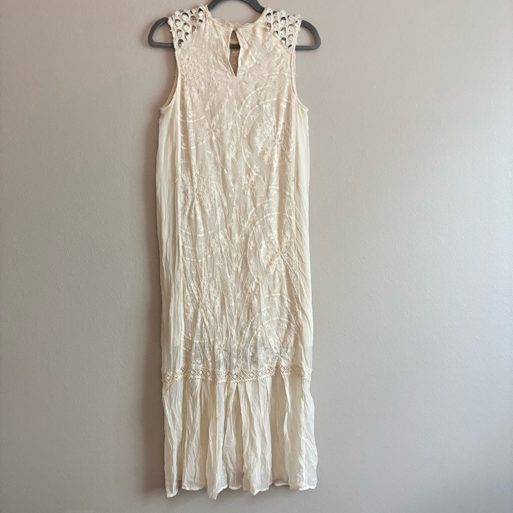 Cream lace crochet boho maxi dress - Picture 4 of 7